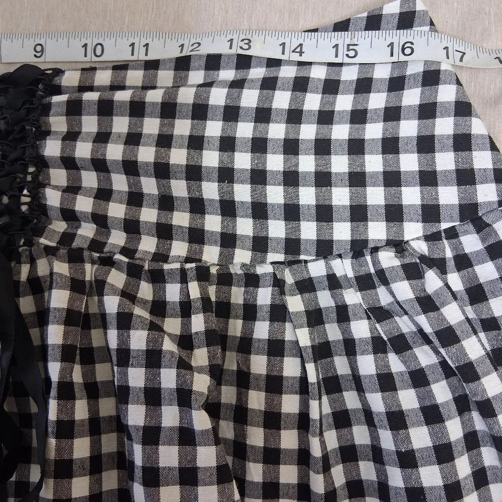 Plaid Mesh Lace Up Mini Skirt Fairycore Grunge Goth S/M - Picture 6 of 8